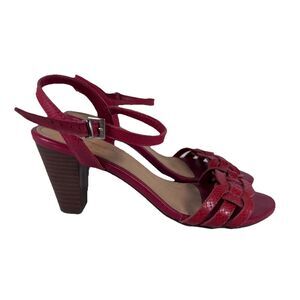 Mr. Cat Red Y2K Braided Leather Heels Ankle Strap Women's EU 38 (US 6-7)